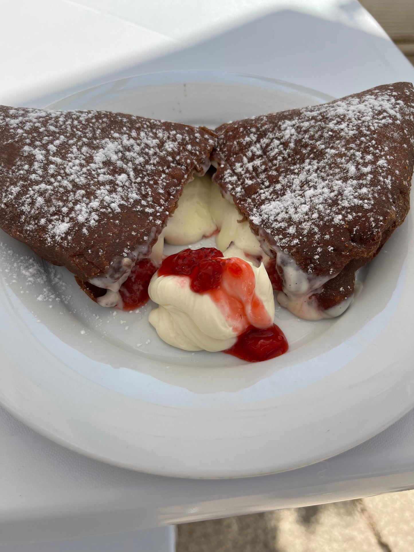 Apple Panzerotto with Cocoa Dough, Pastry Cream, Caramelized Apples and Cinnamon