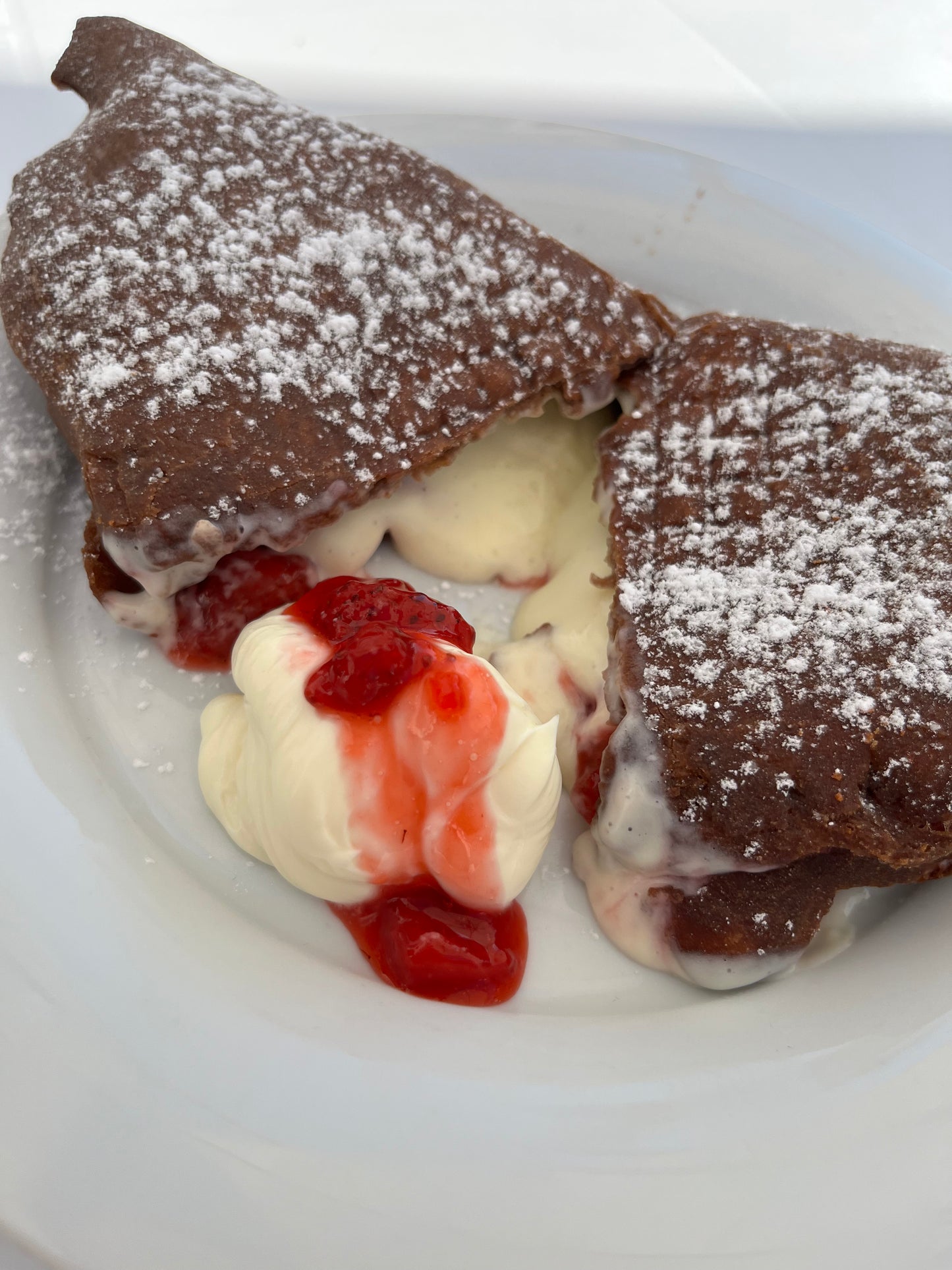 Apple Panzerotto with Cocoa Dough, Pastry Cream, Caramelized Apples and Cinnamon