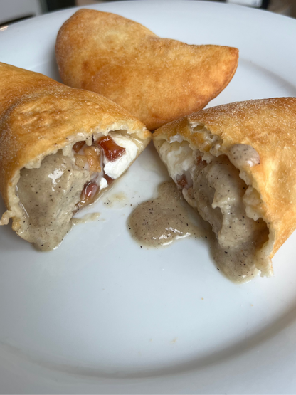 SPECIAL EDITION - Campania Panzerotto with Friarielli Dough, Nerano Zucchini Cream, Provolone del Monaco Fondue and Basil