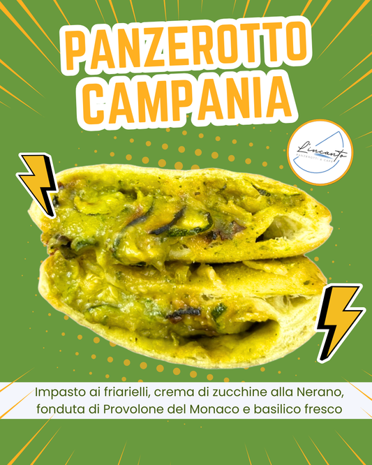 SPECIAL EDITION - Panzerotto Campania con Impasto ai Friarielli, Crema di Zucchine alla Nerano, Fonduta di Provolone del Monaco e Basilico